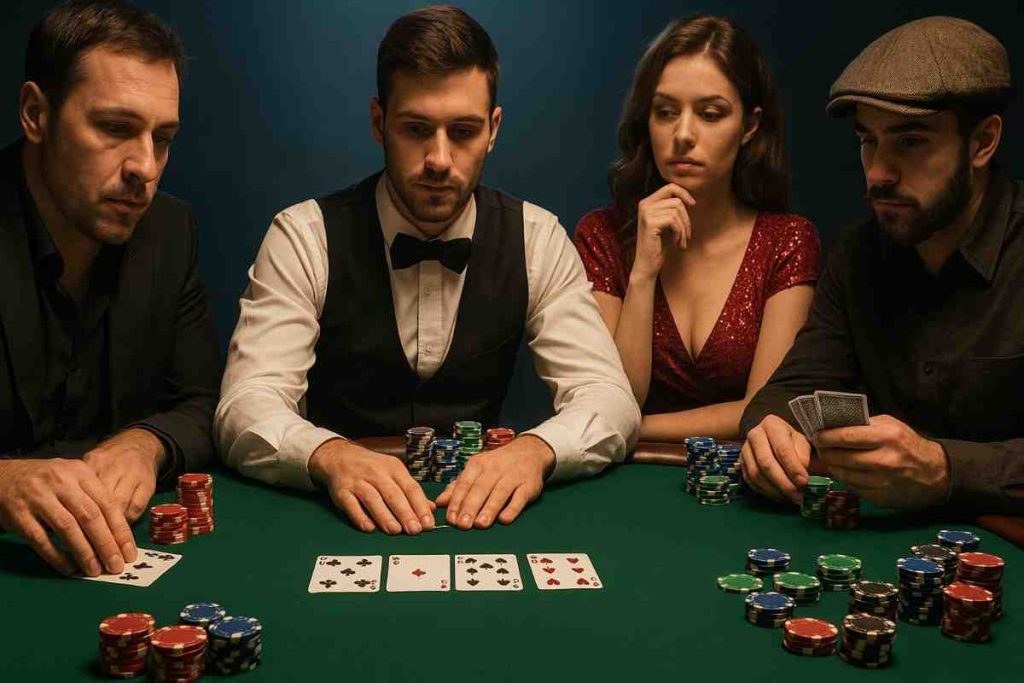 Jogadores disputando poker no app 55AA ao vivo