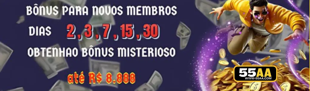 Jogador recebendo bônus promocional na plataforma 55AA cassino